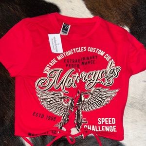 NWT Windsor Lace Up Cropped Tee